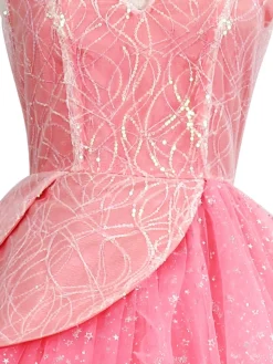 Fashion Retro Stage 1950s Wicked Glitter Mesh Swing Dress Pink