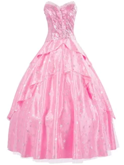 Best Retro Stage 1970s Wicked Sequined Top & Swing Mesh Skirt Pink
