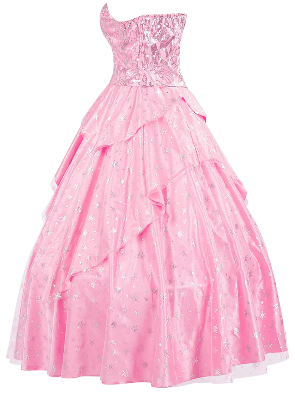 Best Retro Stage 1970s Wicked Sequined Top & Swing Mesh Skirt Pink