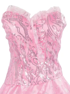 Best Retro Stage 1970s Wicked Sequined Top & Swing Mesh Skirt Pink