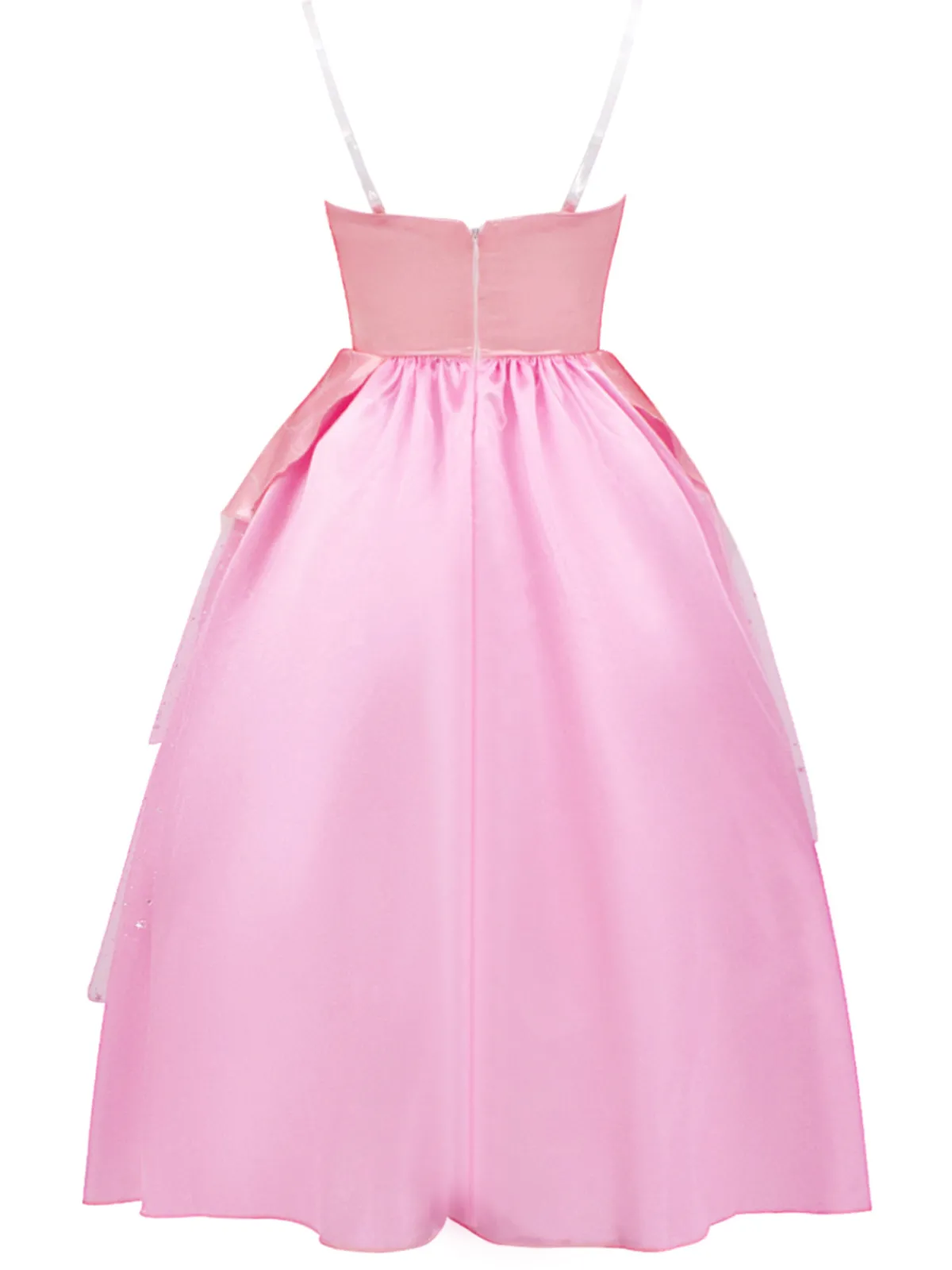 Online Retro Stage 1950s Wicked Spaghetti Mesh Patchwork Dress Pink