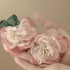 Fashion Retro Stage Pink Vintage 3D-Floral Earrings