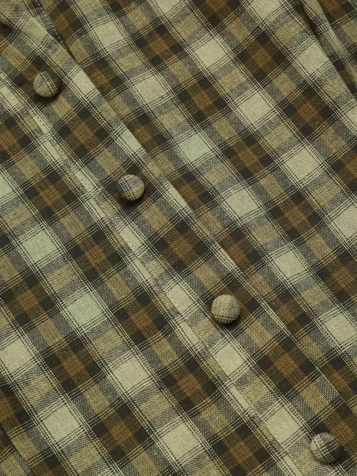 Fashion Retro Stage Plaids 1950s Buttoned Belted Swing Dress
