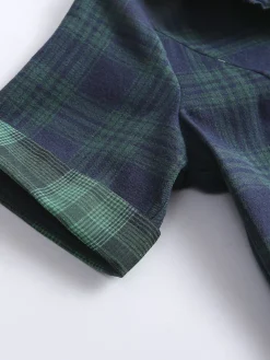 Fashion Retro Stage Plaids 1950s Buttoned Belted Swing Dress