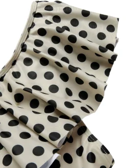 Best Retro Stage [Plus Size] 1960s Polka Dot Ruffles One-Piece Swimsuit Beige