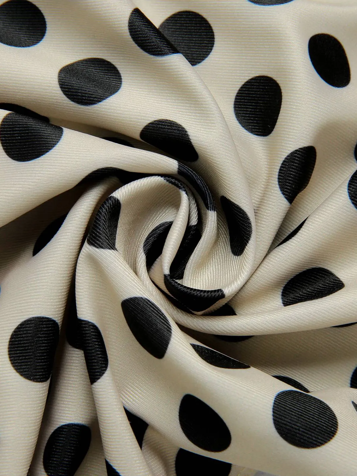 Best Retro Stage [Plus Size] 1960s Polka Dot Ruffles One-Piece Swimsuit Beige