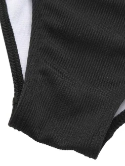 Best Retro Stage [Plus Size] & White 1950s Patchwork Strap Swimsuit Black