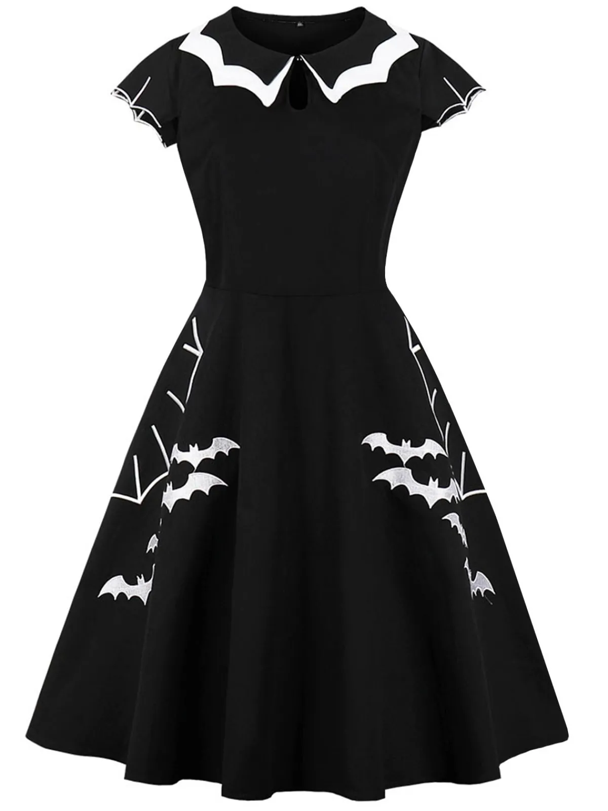 Hot Retro Stage [Plus Size] 1950s Bat Swing Dress Black