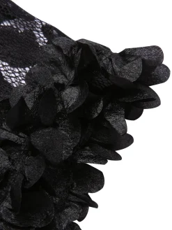 Hot Retro Stage [Plus Size] 1950s Lace Belted Nightgowns Black