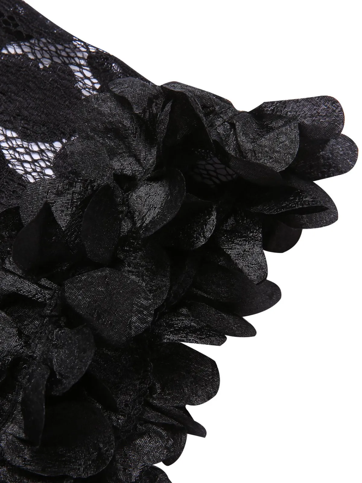 Hot Retro Stage [Plus Size] 1950s Lace Belted Nightgowns Black