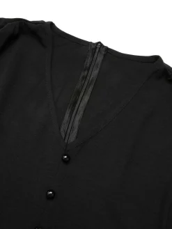 Best Retro Stage [Plus Size] 1930s Mesh Lantern Sleeve Belted Jumpsuit Black
