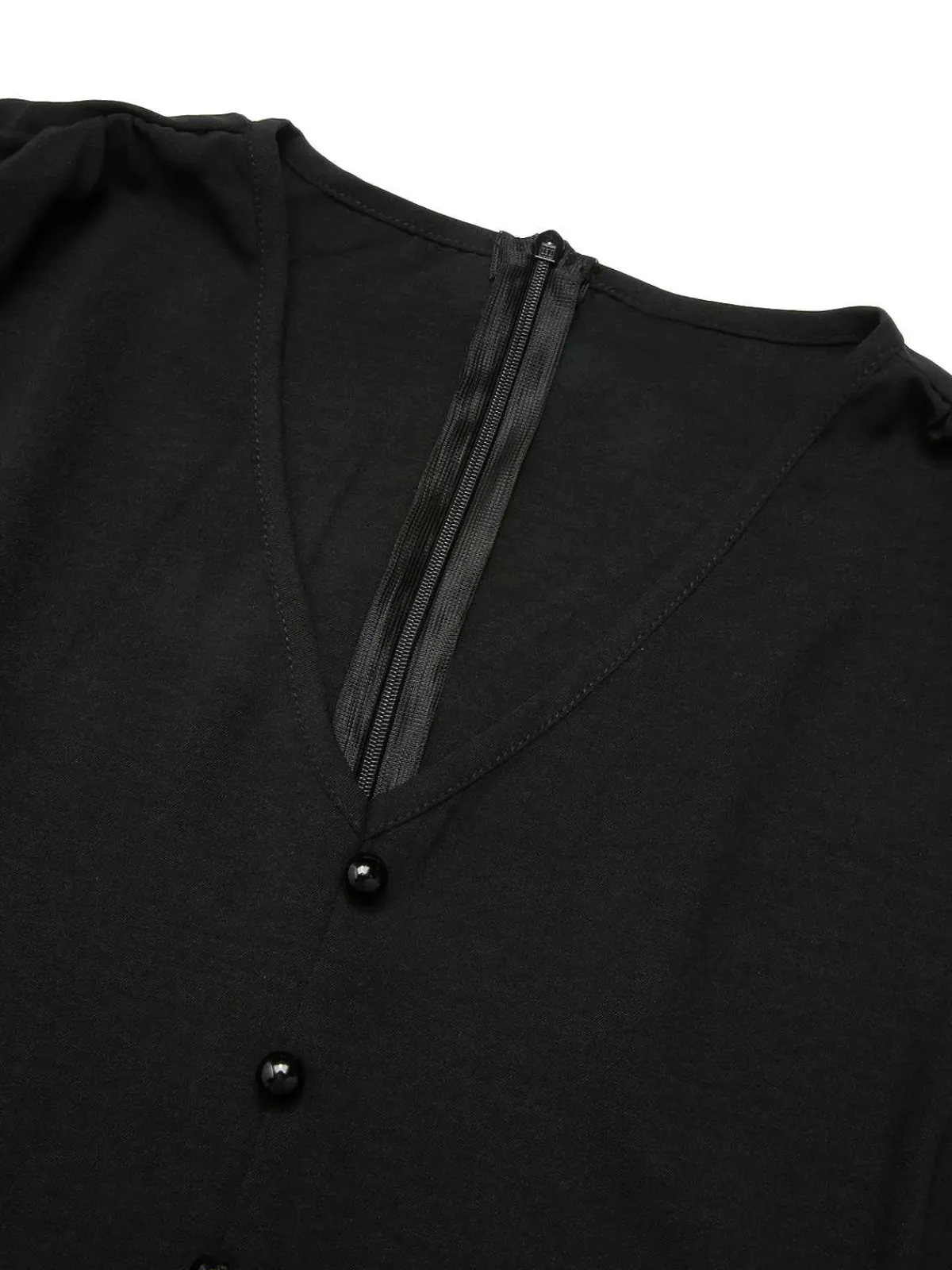 Best Retro Stage [Plus Size] 1930s Mesh Lantern Sleeve Belted Jumpsuit Black