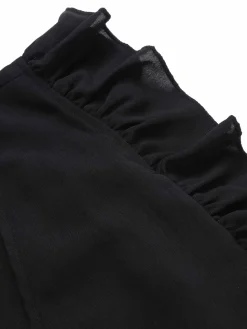Fashion Retro Stage [Plus Size] 1930s Ruffle V-Neck Pleated Jumpsuit Black