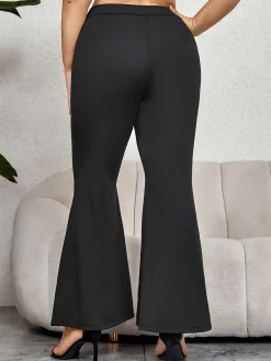 New Retro Stage [Plus Size] 1930s Solid Flare Pants Black