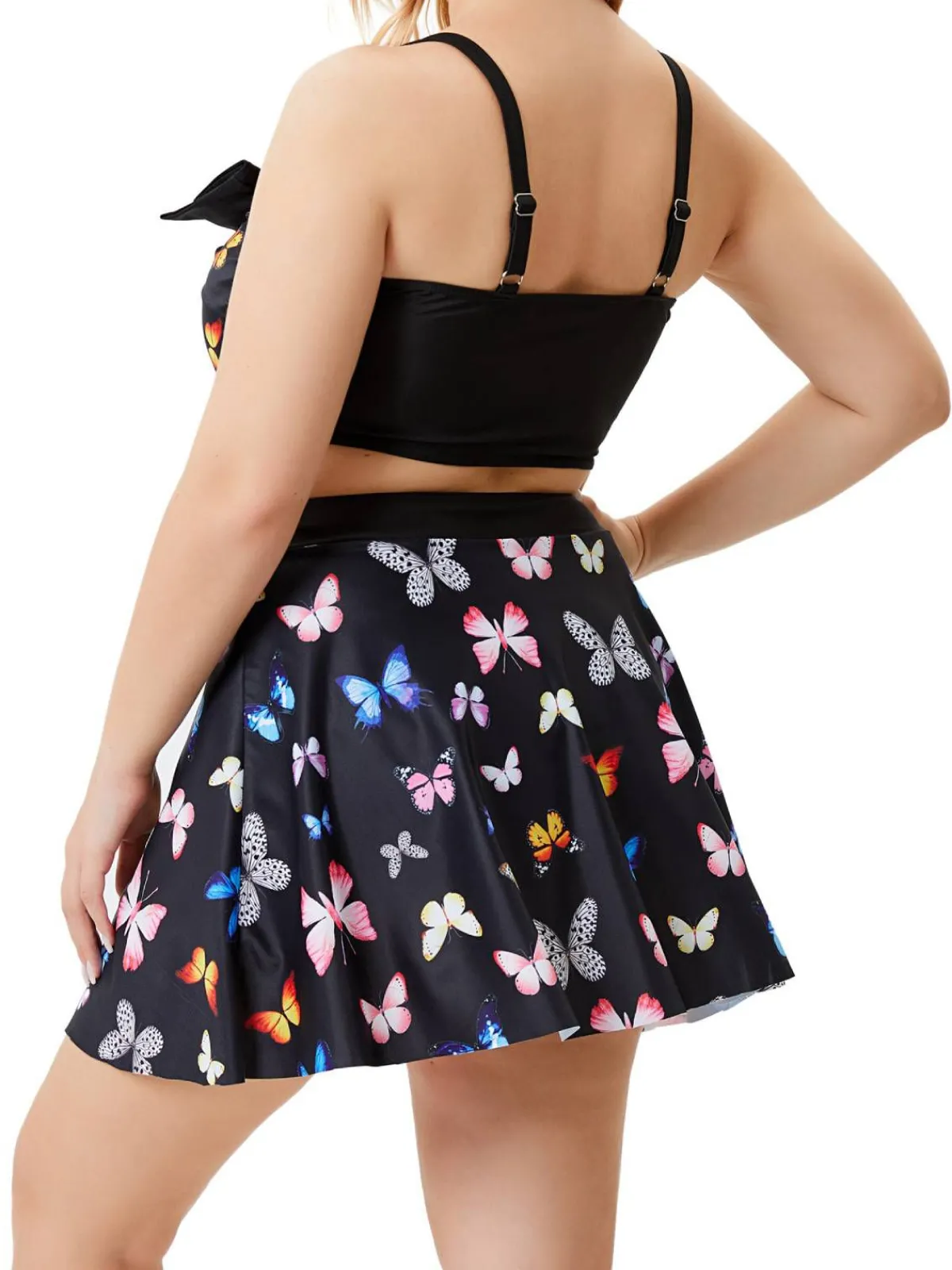 Best Retro Stage [Plus Size] 1950s Vintage Butterfly Strap Swimsuit Black