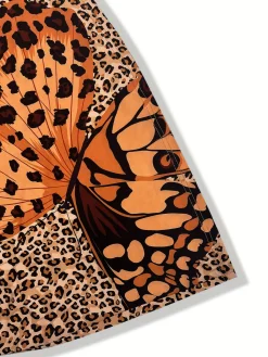 Online Retro Stage [Plus Size] 1940s Butterfly Leopard Nightdress Brown