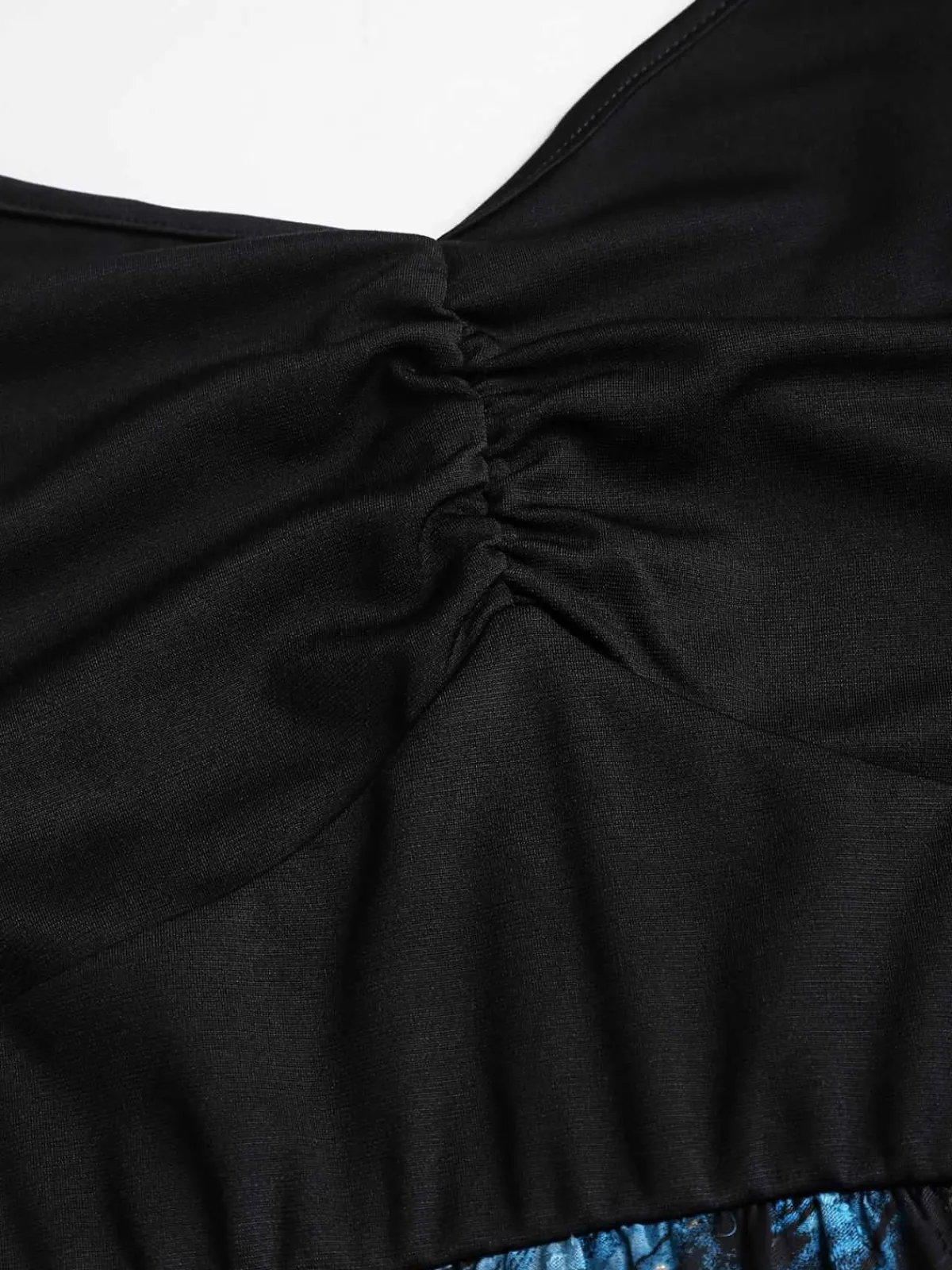 New Retro Stage [Plus Size] 1950s Feather Jacquard Asymmetric Dress Dark Blue