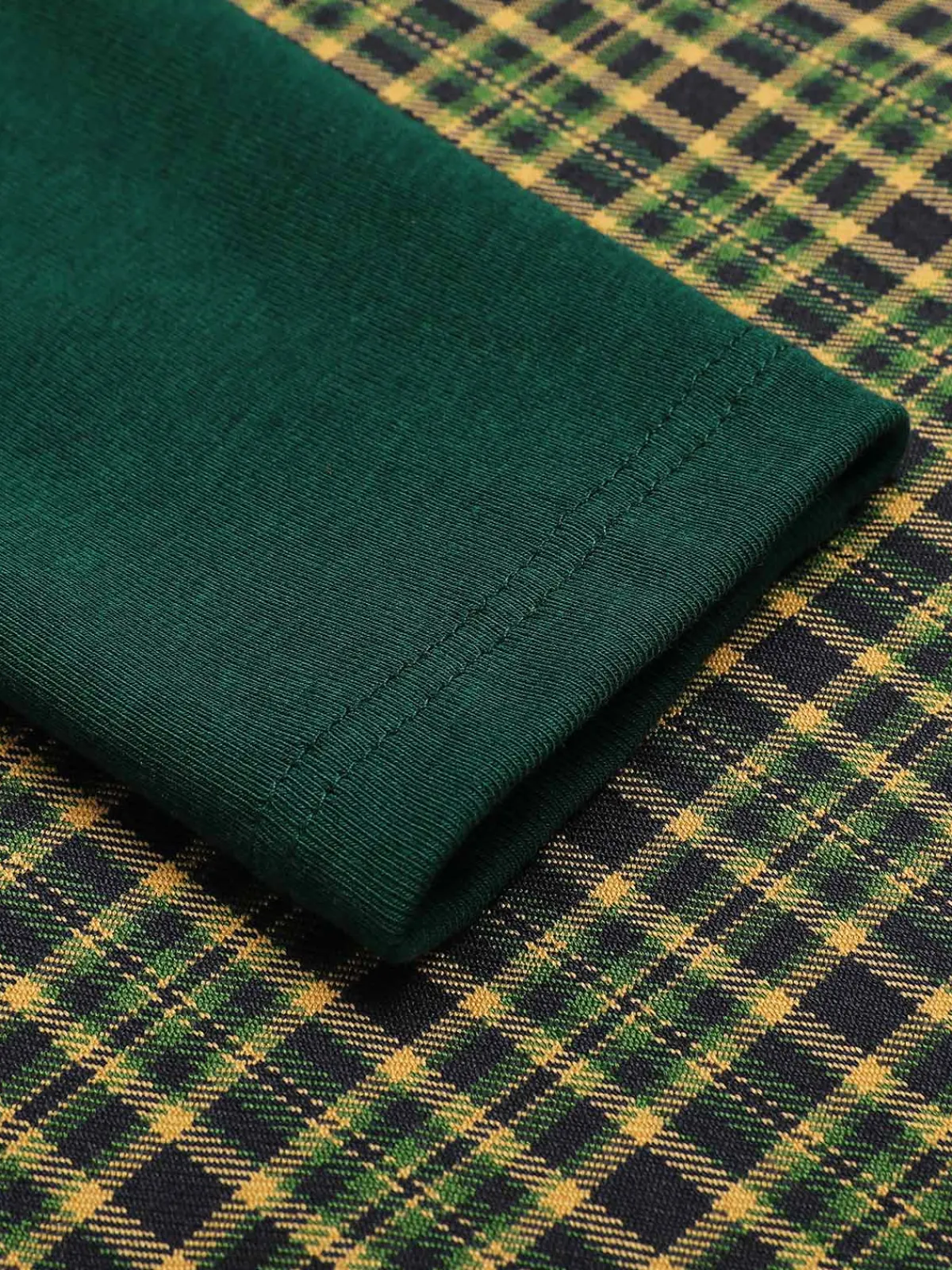Hot Retro Stage [Plus Size] 1950s Plaid Knitting Dress Dark Green