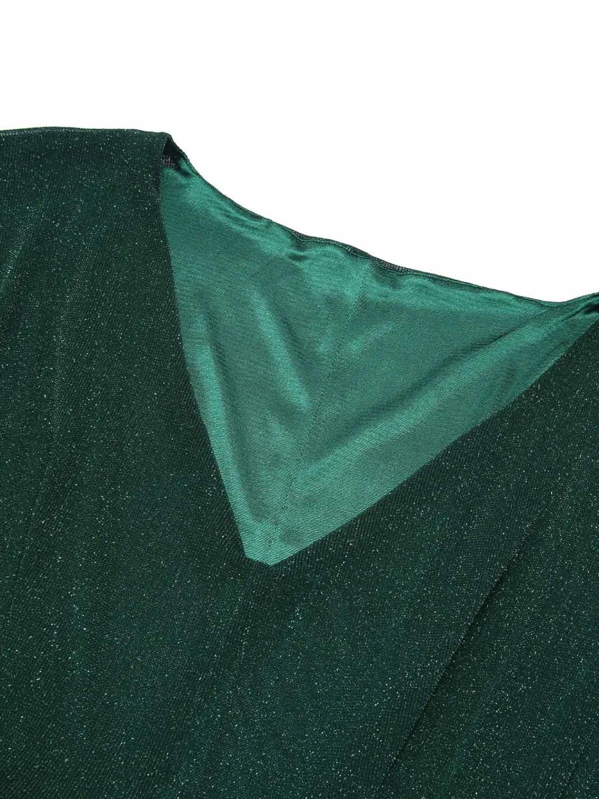 New Retro Stage [Plus Size] 1940s V-Neck Ruffles Solid Dress Dark Green