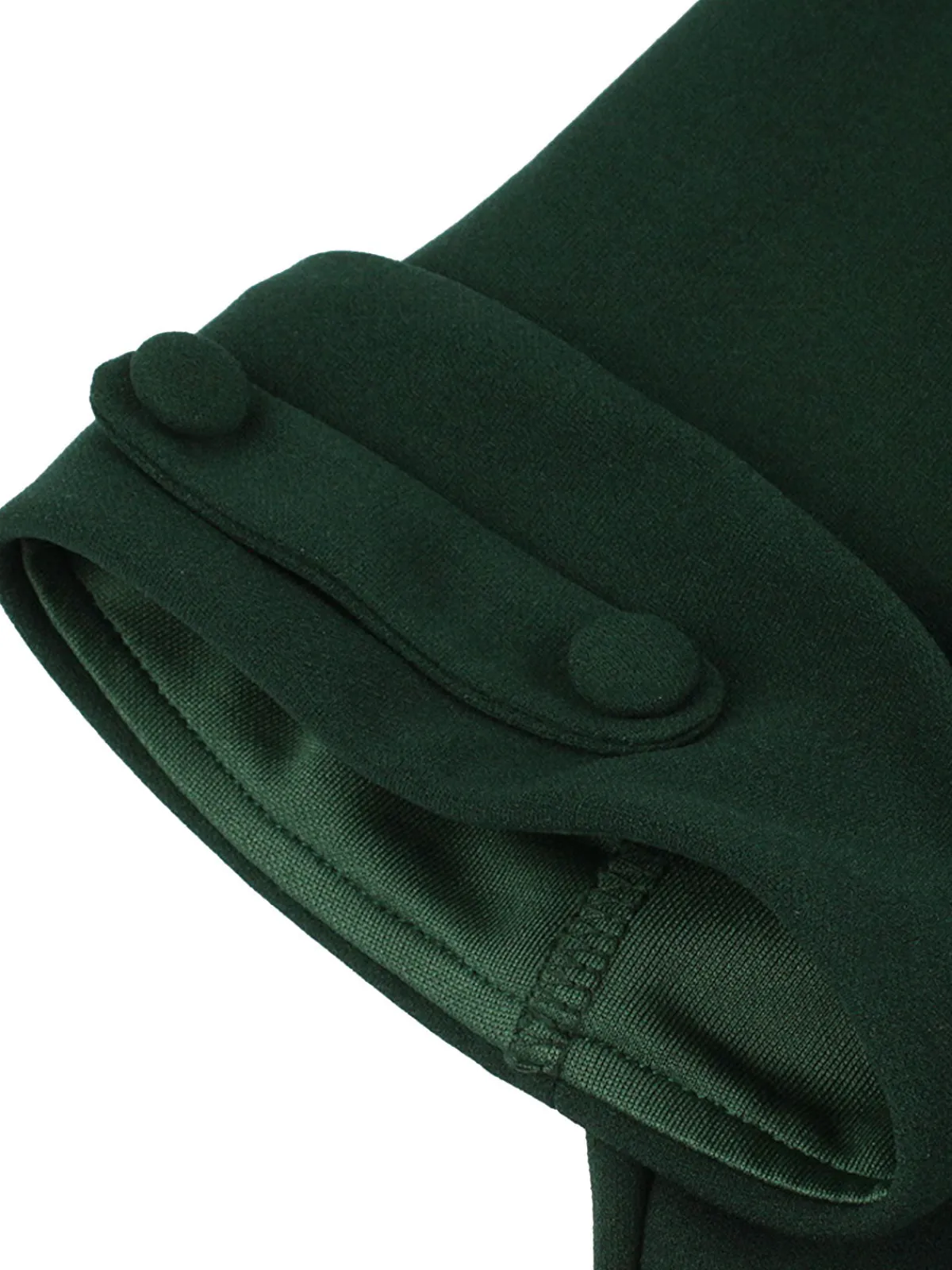 New Retro Stage [Plus Size] 1950s V-Neck Solid Swing Dress Dark Green