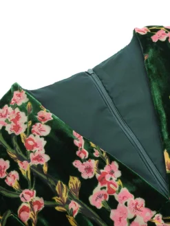 New Retro Stage [Plus Size] 1930s Velvet Vintage Jumpsuit Green