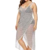 Outlet Retro Stage [Plus Size] Light Gray 1960s Hollow Fringe Cover-Up