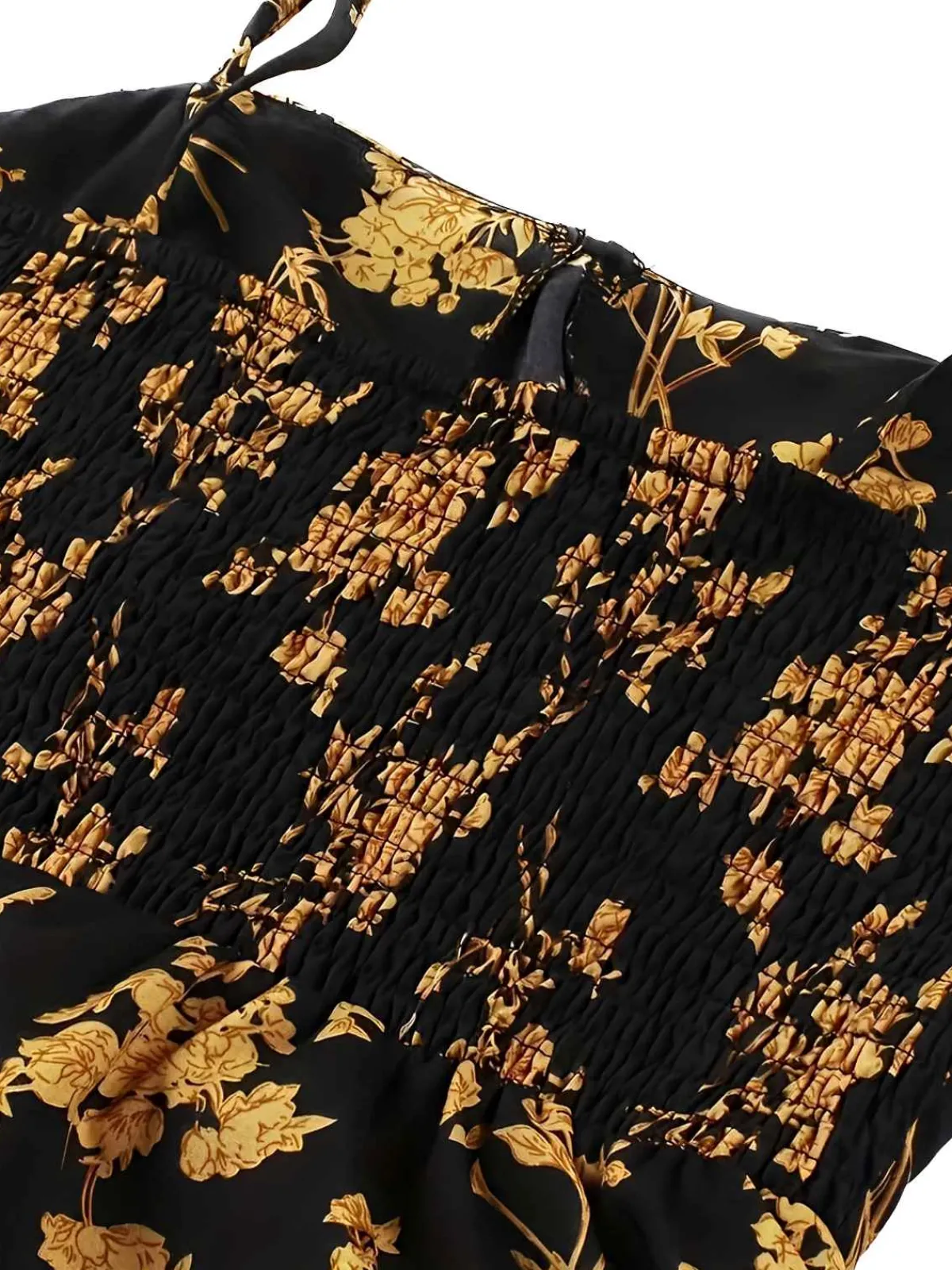Online Retro Stage [Plus Size] 1940s Ditsy Floral Spaghetti Strap Lace-Up Dress Orange