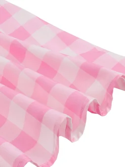 Best Retro Stage [Plus Size] 1950s Plaid Strap Dress Pink