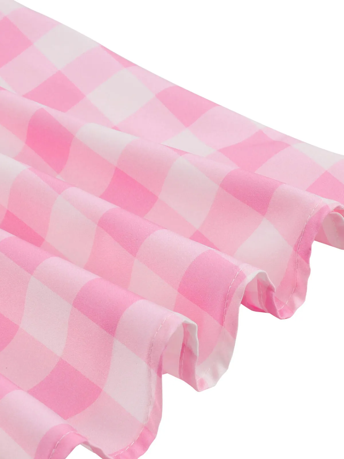 Best Retro Stage [Plus Size] 1950s Plaid Strap Dress Pink