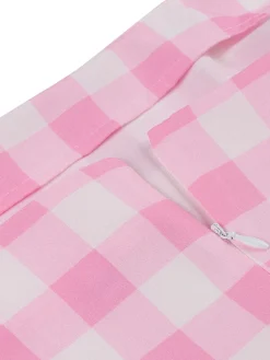 Best Retro Stage [Plus Size] 1950s Plaid Strap Dress Pink