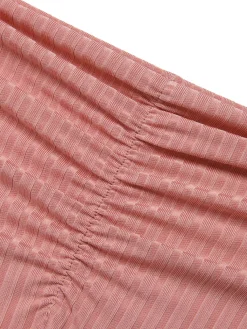 Best Retro Stage [Plus Size] 1950s Solid Pleated Bikini Set Pink