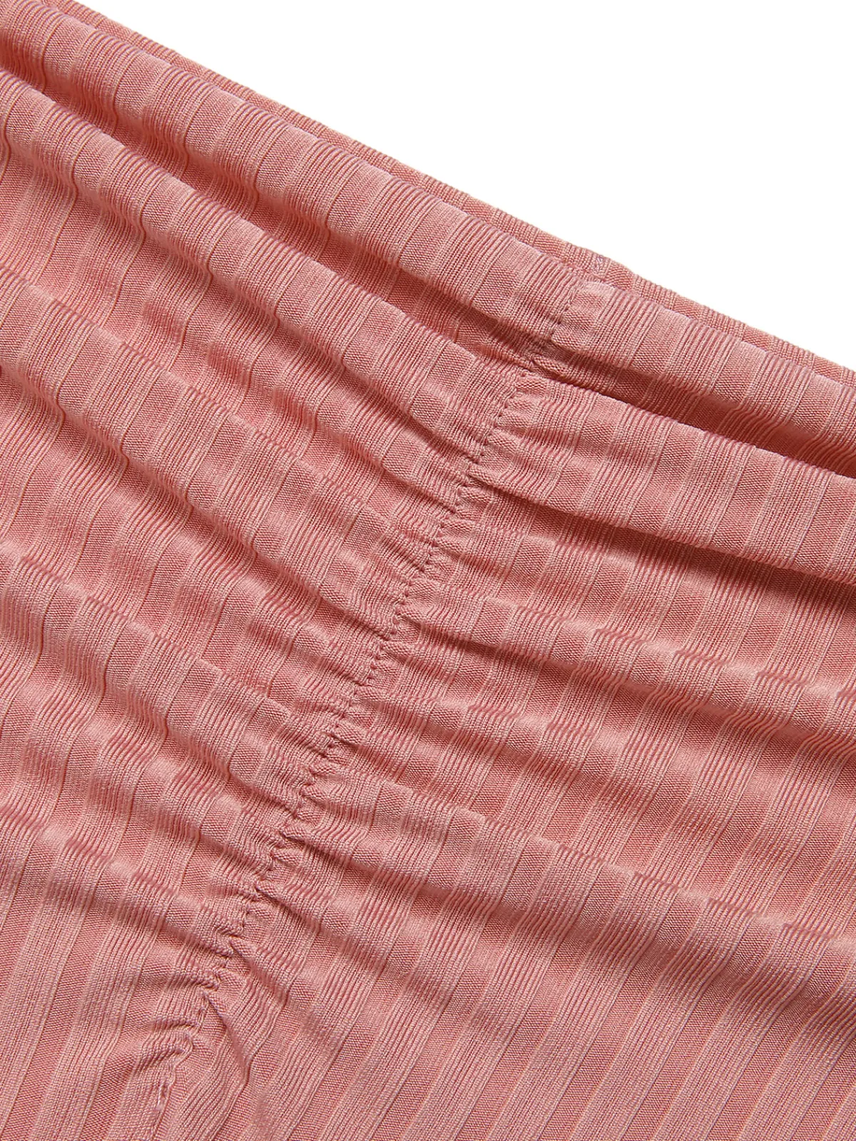 Best Retro Stage [Plus Size] 1950s Solid Pleated Bikini Set Pink