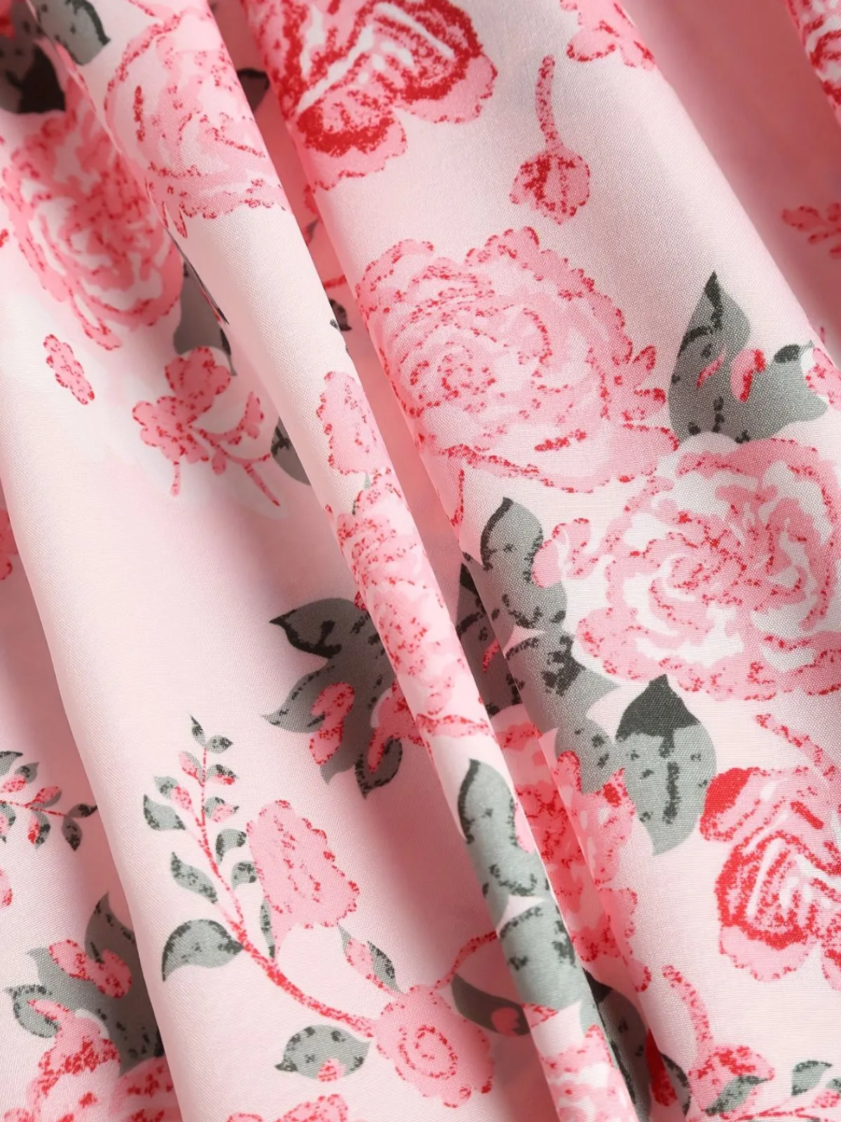 Sale Retro Stage [Plus Size] 1950s Square Neck Floral Dress Pink