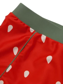 Hot Retro Stage [Plus Size] 1950s Strawberry Ruffle Strap Swimsuit Red