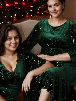 Discount Retro Stage [Plus Size] 1930s Glitter Velvet Mermaid Dress