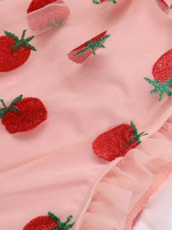 Outlet Retro Stage [Plus Size] 1950s Lace Strawberry Cami Tankini Set Pink