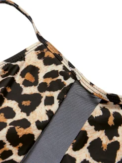 Hot Retro Stage [Plus Size] 1940s Leopard Mesh Patchwork Swimsuit