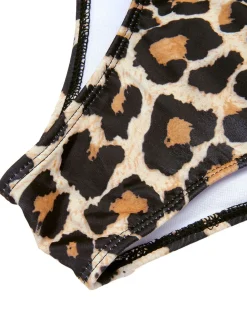 Hot Retro Stage [Plus Size] 1940s Leopard Mesh Patchwork Swimsuit
