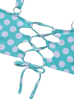 Hot Retro Stage [Plus Size] 1930s Polka Dot Suspender Swimsuit Set