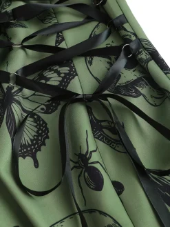 Clearance Retro Stage [Plus Size] 1970s Rose Floral Steampunk Zipper Dress