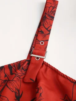 Clearance Retro Stage [Plus Size] 1970s Rose Floral Steampunk Zipper Dress