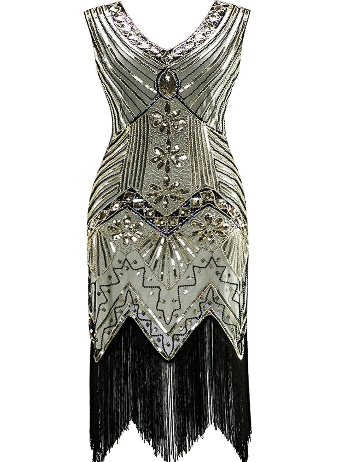 Discount Retro Stage Plus Size 1920s Sequined Dress