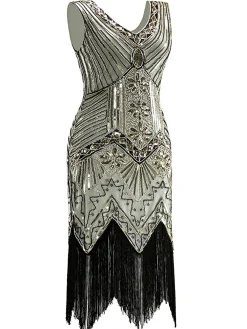 Discount Retro Stage Plus Size 1920s Sequined Dress
