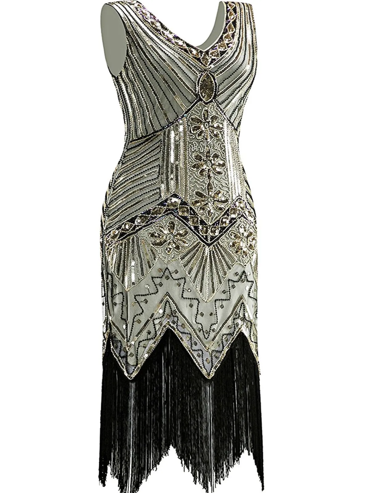 Discount Retro Stage Plus Size 1920s Sequined Dress