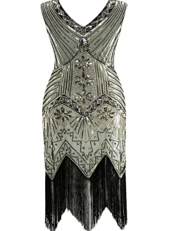 Discount Retro Stage Plus Size 1920s Sequined Dress