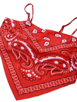 Discount Retro Stage [Plus Size] 1950s Spaghetti Strap Print Swimsuit