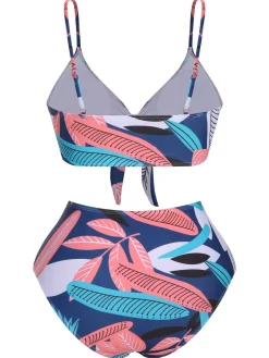 Online Retro Stage [Plus Size] 1940s Spaghetti Strap Print Swimsuit & Cover-Up