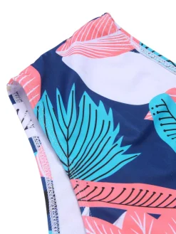 Online Retro Stage [Plus Size] 1940s Spaghetti Strap Print Swimsuit & Cover-Up