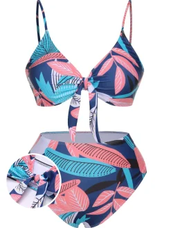 Online Retro Stage [Plus Size] 1940s Spaghetti Strap Print Swimsuit & Cover-Up