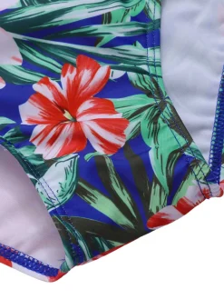 Sale Retro Stage [Plus Size] 1940s Strap Flowers One-Piece Swimsuit